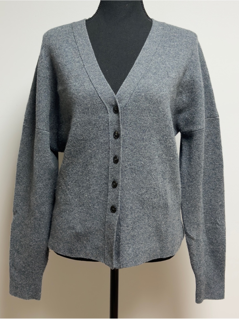 Nordstrom Grey Wool Cashmere Blend V-Neck Cardigan Sweater Size L